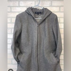 Grey Anne Klein hooded zip up coat. XL. NWOT